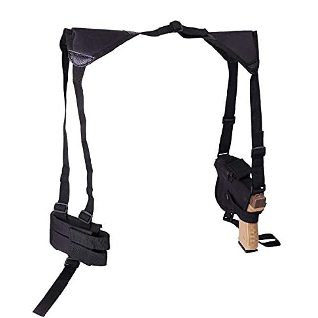 Shoulder Holster, Tactical Concealed Carry 1911 Shoulder Holsters for Pistols, Adjustable Vertical Gun Holster with Double Magazine Pouch