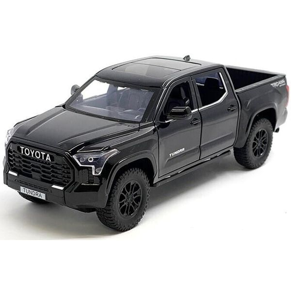 2023 Tundra TRD 4x4 Pickup Truck Black with Sunroof and Wheel Rack 1/24 Diecast Model Car H08555R-BK