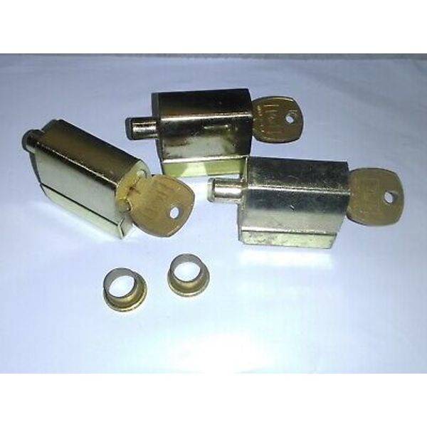 National Lock Window Locks Heavy Duty Bright Brass C8740 Lot of 3 w/ Keys