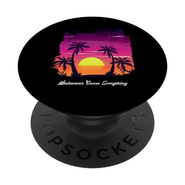 Vintage Sunset Saltwater Cures Everything Summer Beach PopSockets Swappable PopGrip