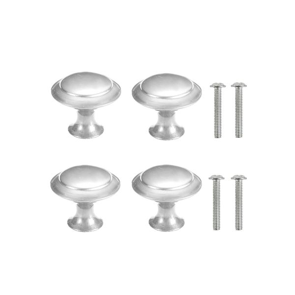 Yesmin 4 Piece Cabinet Door Knobs,Cupboard Drawer Door Knob for Kitchen Furniture Cabinet Knob with Screws-Silver(Small)