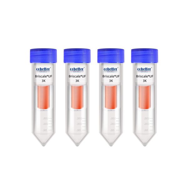 COBETTER Briscale® Centrifuge Tube 15ml Centrifuge Tube with RC Membrane 3kDa Ultra Centrifugal Filter with Ultrafiltration Centrifuge Unit Graduated Reclaimed Cellulose Cap Conical Tube Cylinder