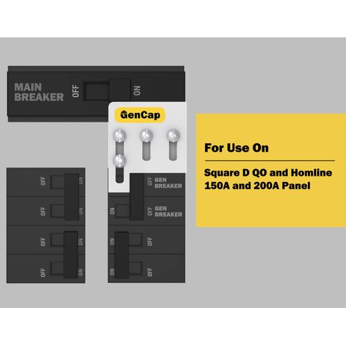 GenCap Generator Interlock Kit Compatible with Square D QO or Homeline 150 or 200 amp panels, for Safe Usage of Portable Power During Outage
