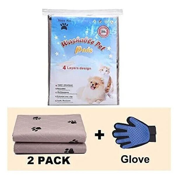 Washable Dog Pee Pads with Puppy Grooming Gloves,Puppy Pads,Reusable Pet Trai...