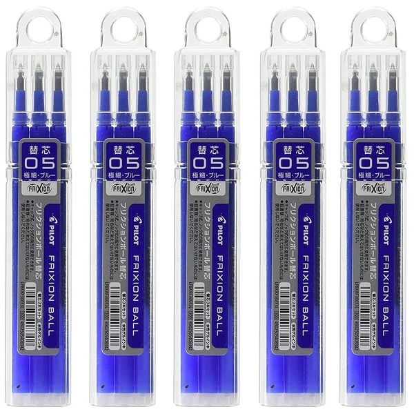 Pilot LFBKRF30EF3L FriXion Ball Refills, 0.5mm, Blue, 3 Pack x 5 Pack Set