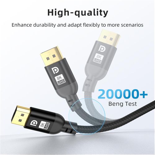 Diyanisly 8K DisplayPort Cable 3.3FT, 32Gbps High-Speed, Braided, Supports 8K@60Hz 4K@120Hz, Dynamic HDR, DSC, Durable & Flexible, for Esports Display/Graphics Card/Projector