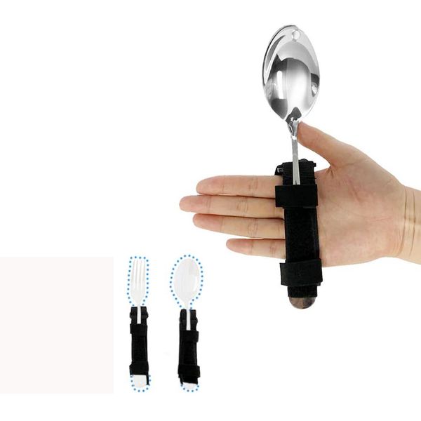 Elderly Meal Aid Tool, Meal Aid Tool, Meal Fork/Spoon Holder, Anti-Slip, Adjustable, Multifunctional, Hand Utensil Holder, Elderly, Handicapped, Food, Self-Help, Lightweight, Durable, Portable,