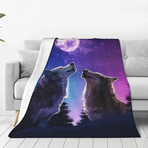 Wolf Blanket Wolf Forest Moon Decor Throw Blanket Wolf Blanket Gifts for Girls Boys Wolf Lovers Super Warm Soft Plush Lightweight Fleece Flannel Sofa Bedding Blanket for Kids Adults Men Women 50"X40"