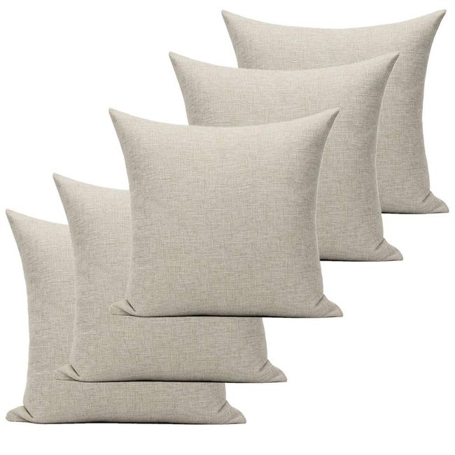 All Smiles Zabuton Cover, 21.7 x 23.2 inches (55 x 59 cm), Set of 5, Plain, Linen-style, Zabuton Cover, Cushion Cover, Meisenban, Stylish, Northern Europe, Japanese Room, Simple, Flax