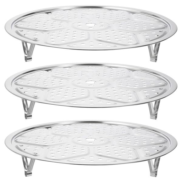 uxcell Stainless Steel Steamer Luck Set of 3 with Stand, 11.8" Diameter, Silver