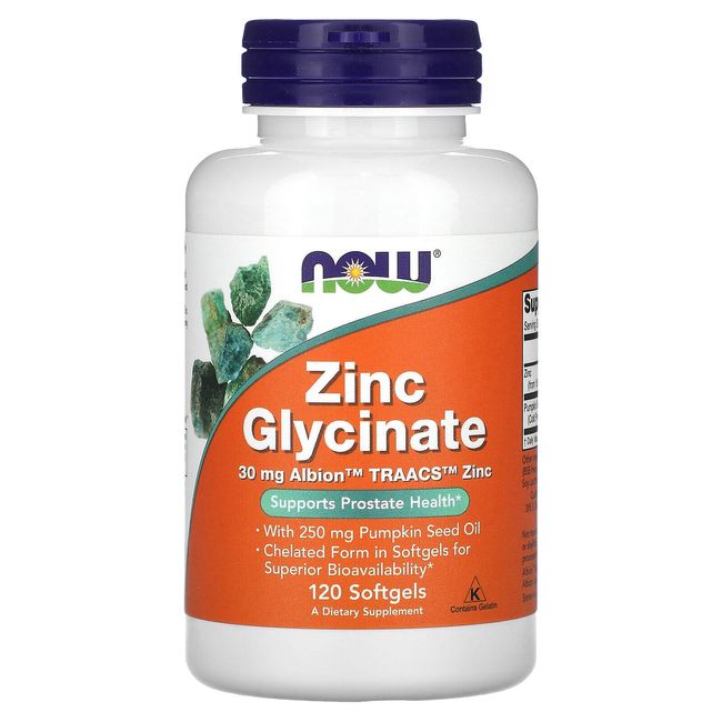 Now Foods Zinc Glycinate 120 Softgels GMP Quality Assured