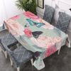 Walmsco Tablecloth Pink Roses Butterflies Decor For Dining Room Kitchen Rectangular Table Cover 132 * 178cm