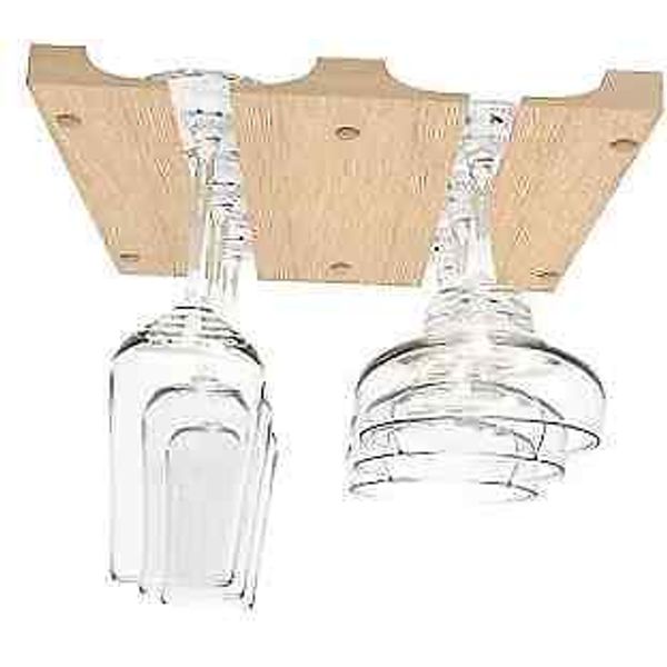 Wooden Wine Glass Holder for Under Cabinet | Under Shelf Single (6 Glasses)