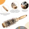 Kobe Pinto Professional Bamboo Thermal Round Brush - Styling Brush for Blow Drying, Curling Brush - Eco Friendly Bamboo Handle - Heat-Retaining Ceramic Barrel Brush (32 mm)