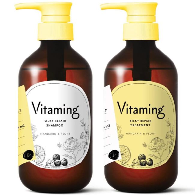 [Set] Vitaming V1 Silky Repair Shampoo, 16.9 fl oz (480 ml), Mandarin & Peony Scent, Vitamins, Hair Repair