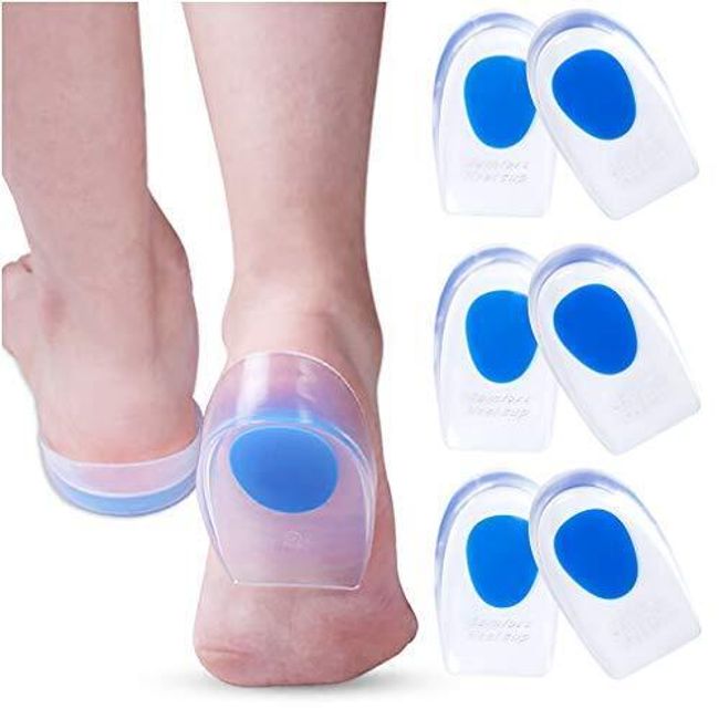 3 Pairs Silicone Gel Heel Cups for Heel Pain Shoe Inserts Heel Protectors