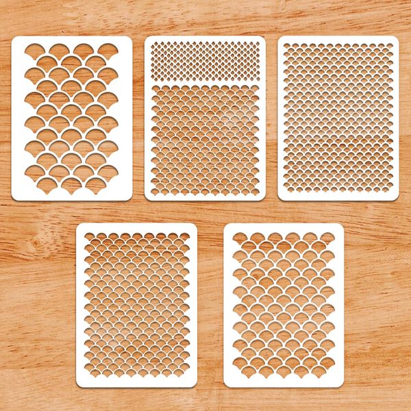Ymapinc 5Pcs Mermaid Makeup Stencil for Women, Cute Fish Scale Stencils Face DIY Paint for Costume Accessories Templates Make Up Cake Decor Craft