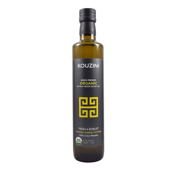 Kouzini Organic Greek Extra Virgin Olive Oil, First Cold Pressed, Single Origin, Family Owned Organic Extra Virgin Olive Oil, Cold Pressed EVOO for Cooking, Salad Dressings & more, 500ml