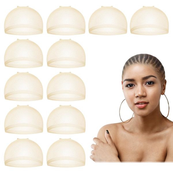 Dreamlover HD Wig Cap for Lace Front Wig, HD Lace Wig Caps to Hold Wig in Place, HD Bald Cap for Wigs, Beige, 12 Pieces