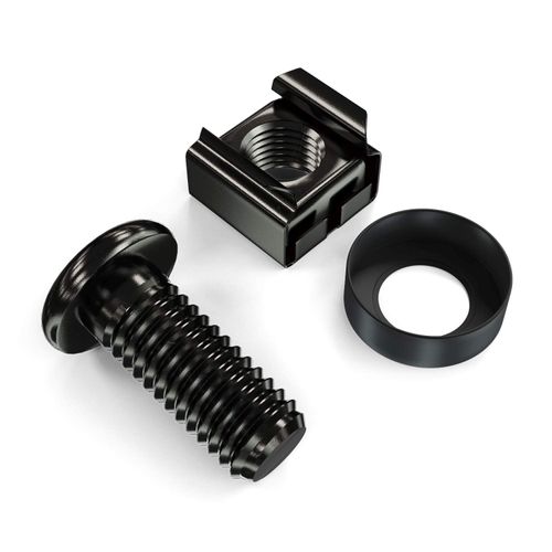 deleyCON 20 x M6 Cage Nuts Screws Set for Network Cabinets - Set of 20 Patch Panel Racks Server Housing 19 Inch 10 Inch Mounting Kit Steel - Black