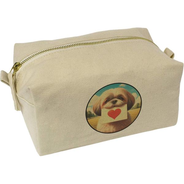'Shih Tzu Love Note' Canvas Wash Bag/Makeup Case (CS00043597)