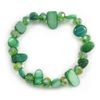 Avalaya Emerald Green Glass and Sea Shell Bead Flex Bracelet - M/L