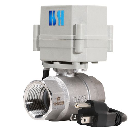 1" 110V 120V-220VAC Motorized Electric Ball Valve Stainless Steel N/C US Plug