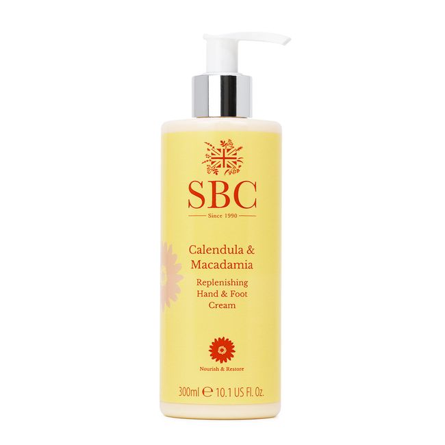 SBC Skincare - Hand- und Fußcreme mit Kalendula und Makadamia - 300 ml - Bietet Elastizität und Lindert Trockenheit - Feuchtigkeitscreme - Calendula & Macadamia Renewing Hand & Foot Cream