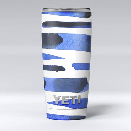 Design Skinz Watercolor Strokes of Blue on Black - Skin Decal Vinyl Wrap Kit compatible with the Yeti Rambler Cooler Tumbler Cups