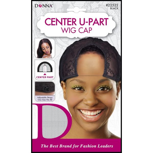 DONNA U-PART Wig Cap Black Color 1pc, Weaving Cap Wig Caps for Women Bald Cap, Center U-part Wig Cap