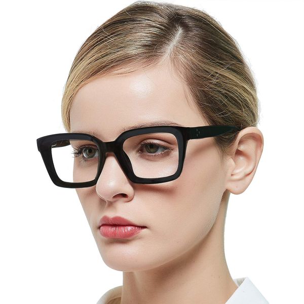 MARE AZZURO Women’s Reading Glasses +3.5 Stylish Readers for Female 3.50 Square Oversized Reader 350 with Spring Hinge