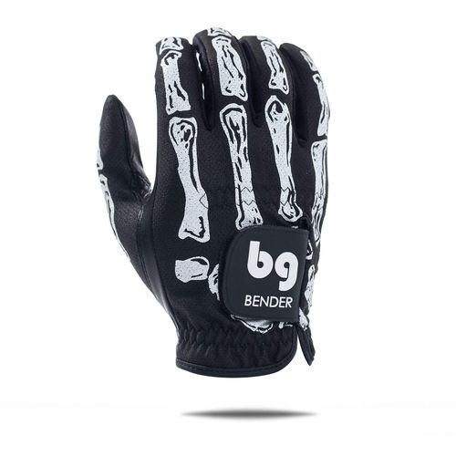 Bender Gloves Mesh Golf Gloves for Women, Cabretta Leather, Easy-Grip Worn on Right Hand (Black Bones, Small)