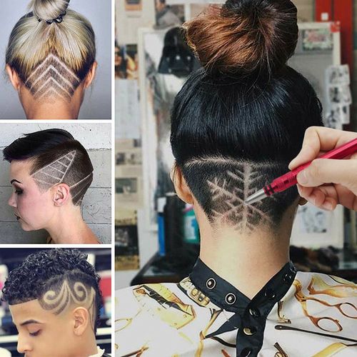 AHIER Hair Razor Pen, Hair Tattoo Trim Styling Face Eyebrow Shaping Device,Updated Fourth Engraved Pen with 20 Blades, DIY Hair Styling Eyebrows Beards Razor Tool (blade replacement)