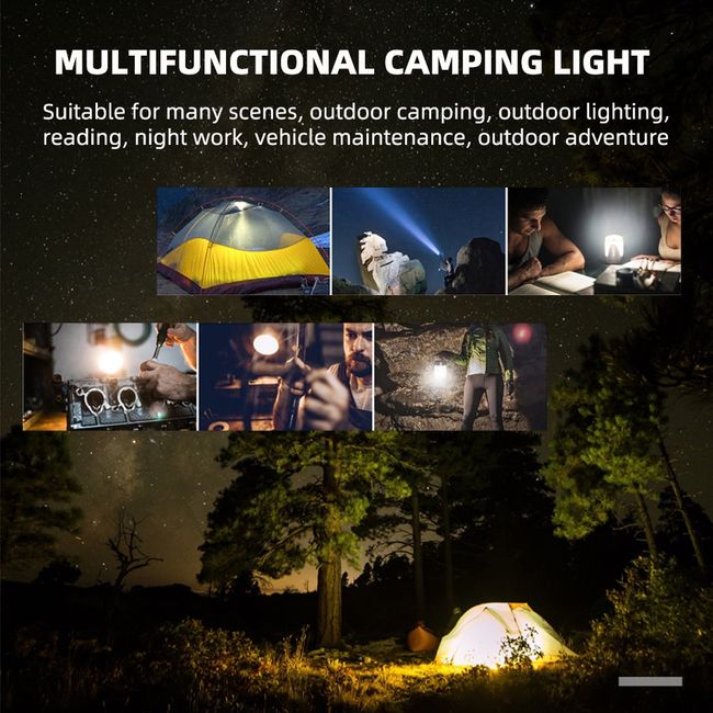 2600mAh Hanging Tent Lamp Rechargeable Emergency Work Lamp Outdoor