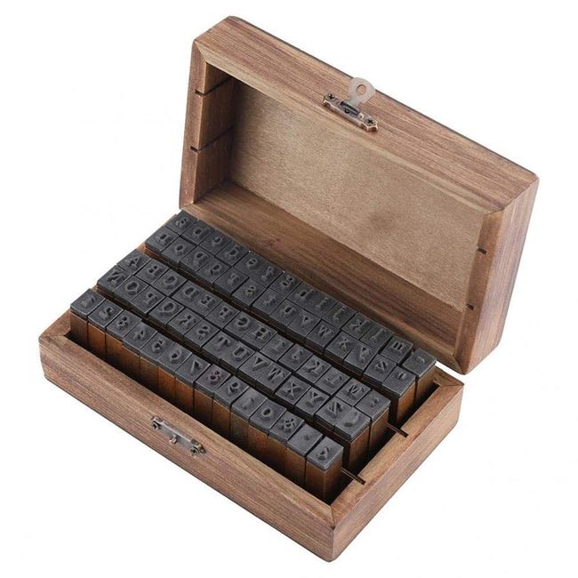 Alphabet Stamps 70 PCS Vintage Wooden Rubber Letter Number Alphabet Combination Letter Stamp Diary Ablum Wedding Letter Wood Rubber Stamp Set with Vintage Wooden Box Gift (Standard Writing)