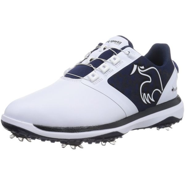 Coq Sportif Men's Golf Shoes, Spike, Dial Type, Waterproof, Adjustable Hold, Fit, Soft Comfort, Classic, WHNV (White Navy)