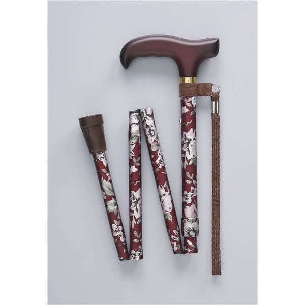 Fuji Home Walking Stick (Folding) Walking Stick Basic Folding S (1) Floral Red 3383 WB3722