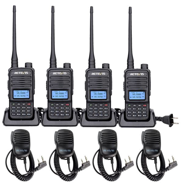 Retevis RT85 2 Way Radios Walkie Talkies Long Range, Walkie Talkies with Speaker Mic, High Power Two Way Radios, Manufacturing, Industrial, Worksite(4 Pack)