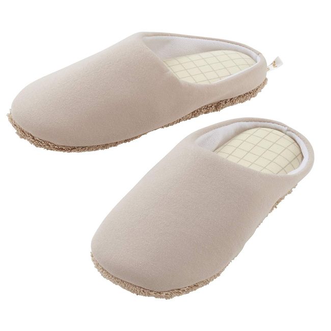 LEC Gekodai-kun Time Shorter Cleaning Room Shoes, M, 8.7 - 9.8 inches (22 - 25 cm), Beige, Cleaning with Microfiber