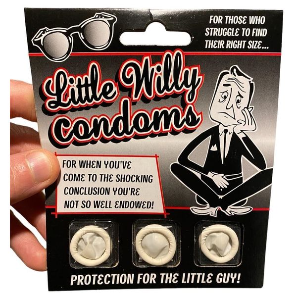 3pk LITTLE WILLY CONDOMS - Small Pecker Gag Prank Joke - Sata Christmas Gift