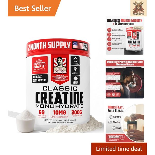 Unflavored Creatine Monohydrate with BioFit: 60 Servings for Peak Performance