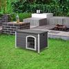 Wooden Dog Cage Kennel Lockable Door Small Animal House w/ Openable Top Gray