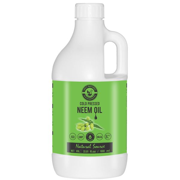 Neem Oil (33.81 fl oz) Pure & Natural, Virgin Cold Pressed Neem oil, Good for dry skin to moisturize, Dandruff free hair,Ideal for Indoor&Outdoor Plant for Green Garden