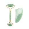 Facial Jade Roller, Natural Stone, Face Plate, Face Roller, For Face and Neck (Green (Feather Type))