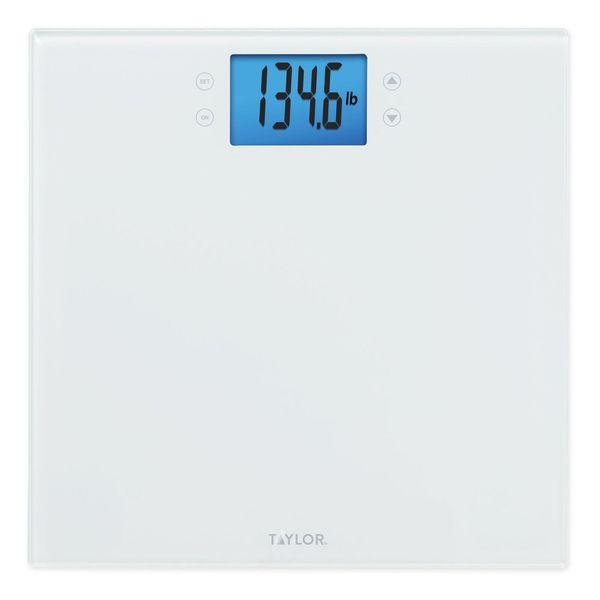 Taylor 11.8" x 11.8" 400 lb Glass Digital Wellness Scale Battery Powered , White