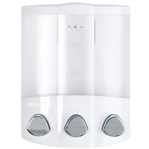 Better Living Products, White 76354 Euro Series TRIO 3-Chamber Soap and Shower Dispenser