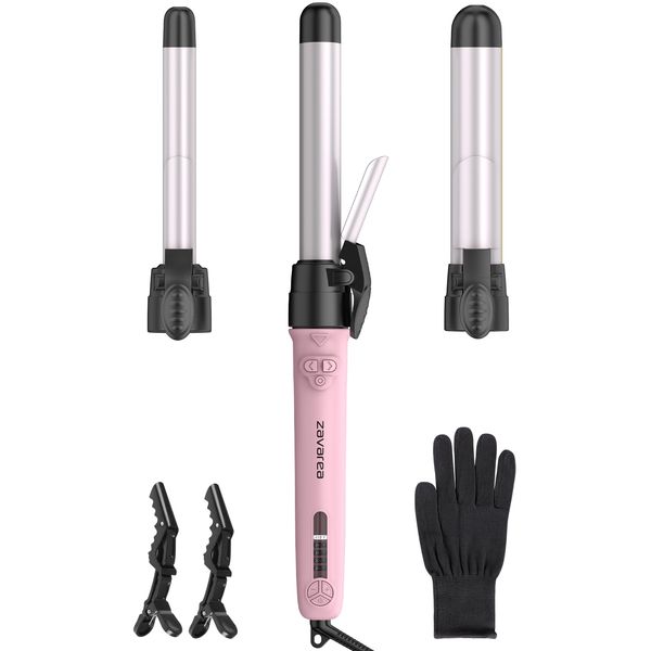 Automatic Rotating Hair Curling Iron Set,Auto Magnetic Rotating Curling Wands 3 in 1 with Interchangeable Ceramic Barrels(0.75", 1", 1.25"),Instant Heat Up Hair Curler,Adjustable Temp