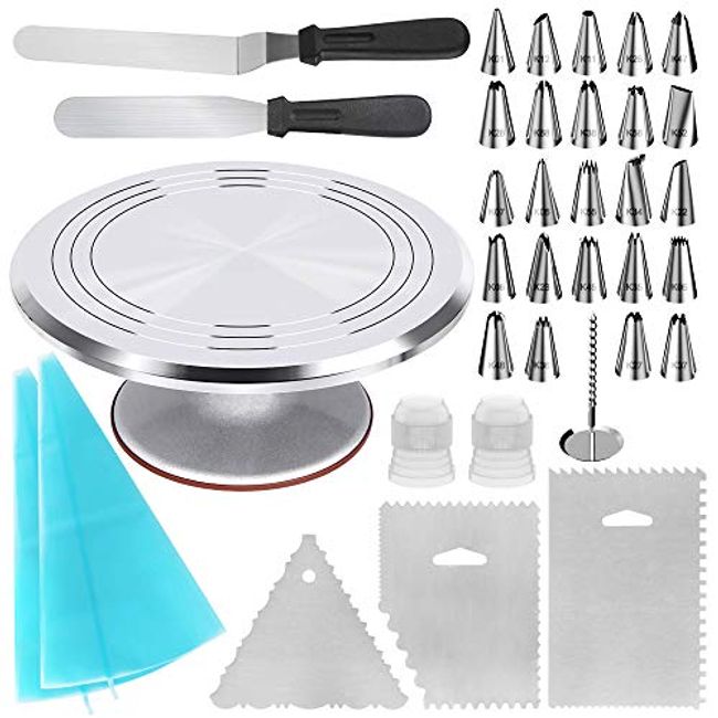 6Pcs/Set Cake Decorating Tools With 1 Rotating Cake Spinner 2 Cake Spatula  3 Icing Smoother Cakes Turntable/Stand