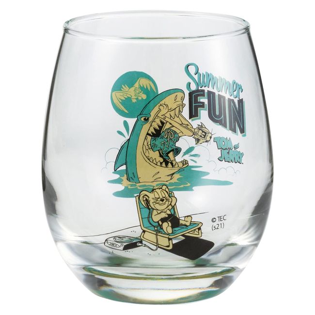 Tom and Jerry SAN3581-1 3D Glass, 11.2 fl oz (330 ml), Shark Made in Japan