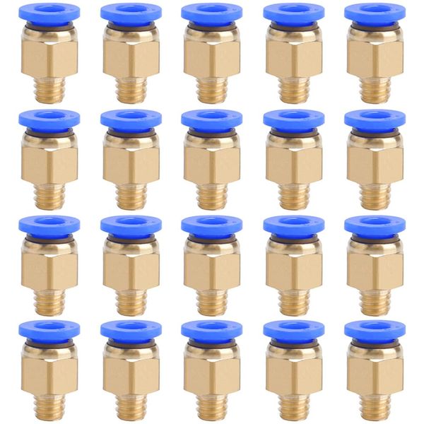 QitinDasen 20 Pieces 3D Printer PC4-M6 Pneumatic Connector, PC4-M6 Pneumatic Quick Fitting